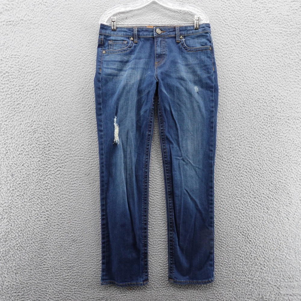 KUT from the Kloth‎ Sammie Straight Leg Distressed Jeans Blue Women Size 10